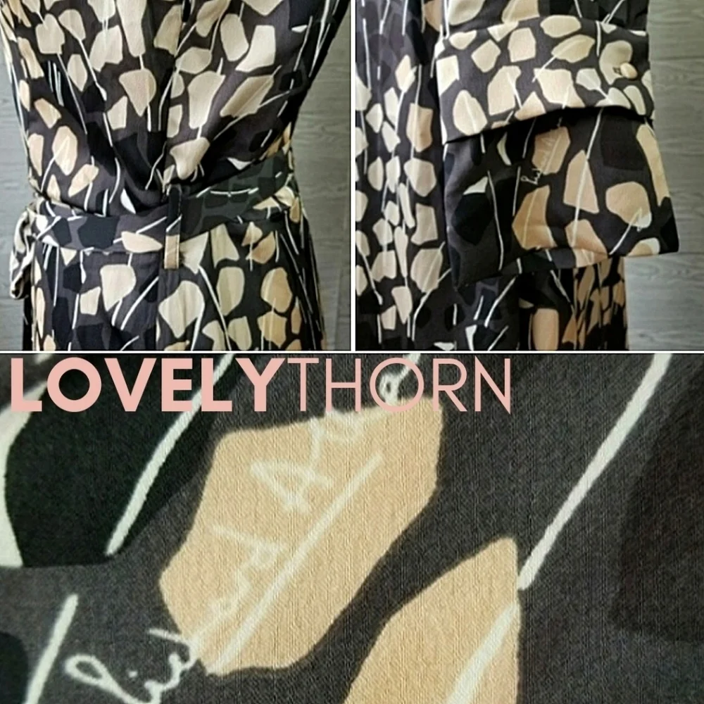 H&M // ltd ed richard allan collaboration satin printed belted dress - Picture 16 of 16